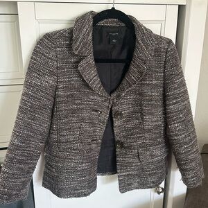 Ann Taylor Black and Gray Tweed Blazer